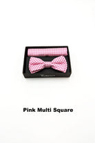 Textured mens pink multi square bow and pocket square