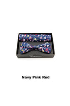 TORINO Floral Mens Bow and Pocket Square Pink Purple model front view