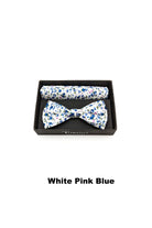 TORINO Floral Mens Bow and Pocket Square Navy Pink Red back view