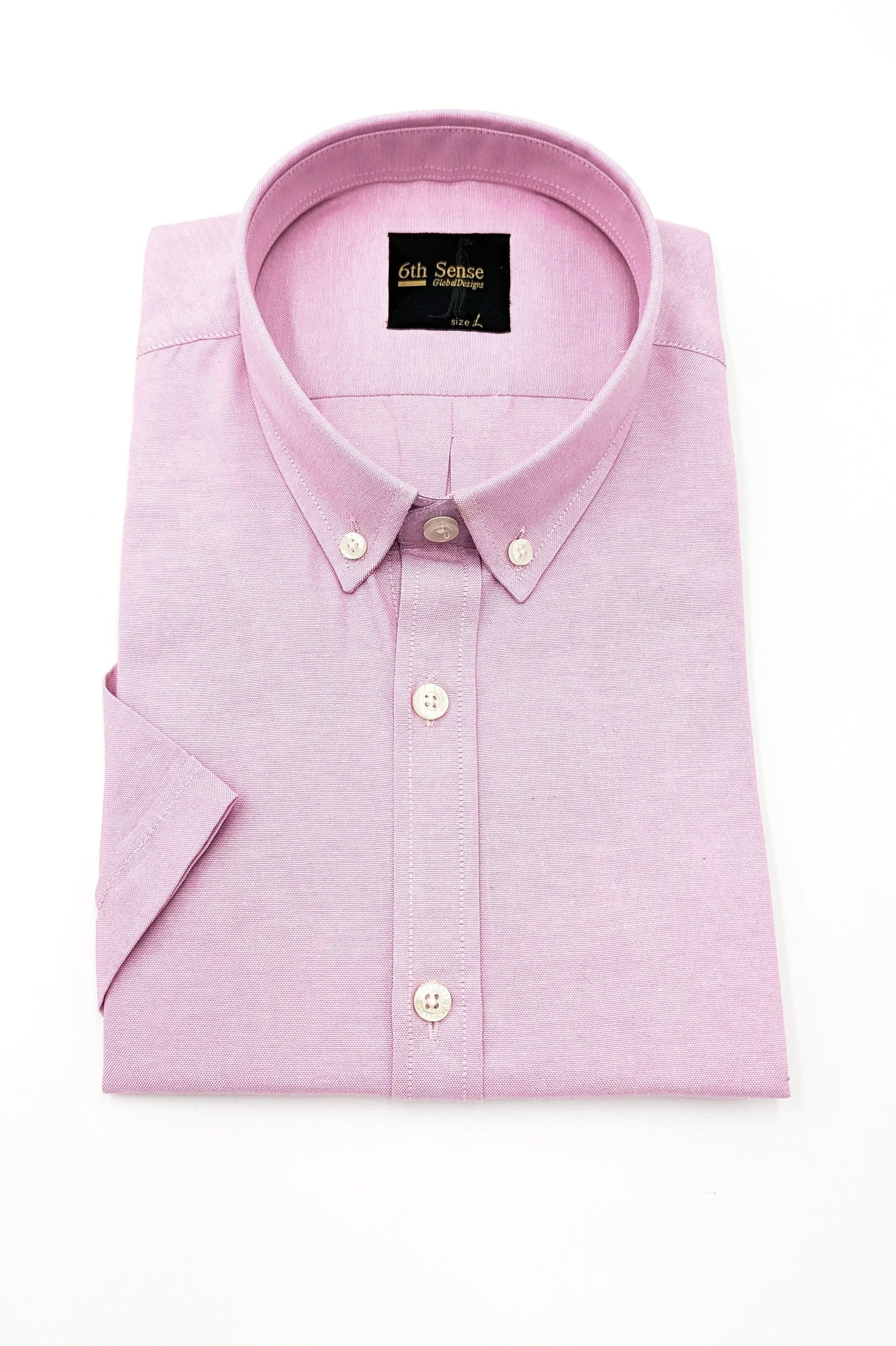 6th Sense Short Sleeve Pink Plain Shirt