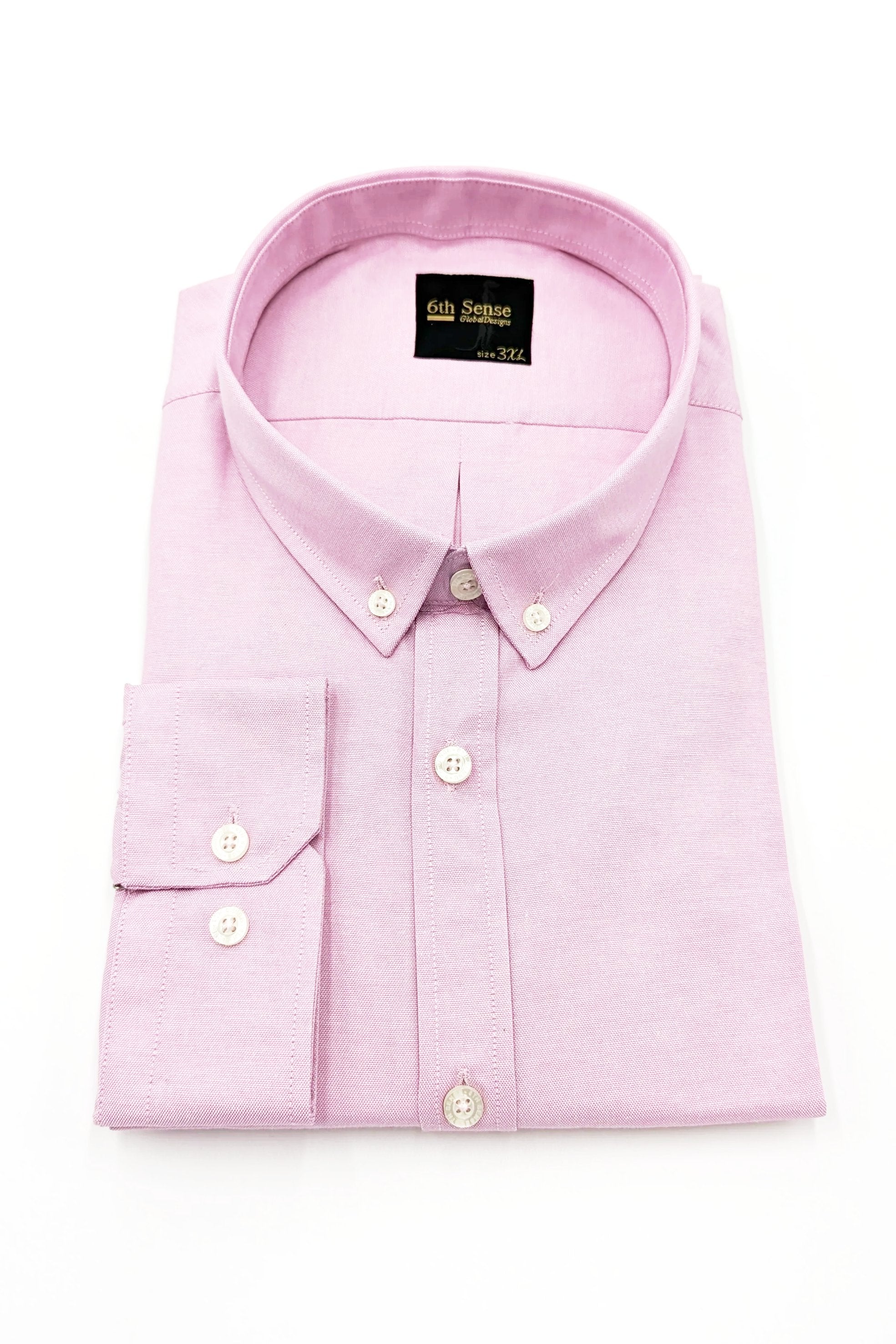 Men's Button Down Pink Plain Long Sleeve Shirt