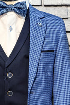 Benetti Boyswear Boys Check Blue Cairo 3 Piece Suit Check Blue model front view