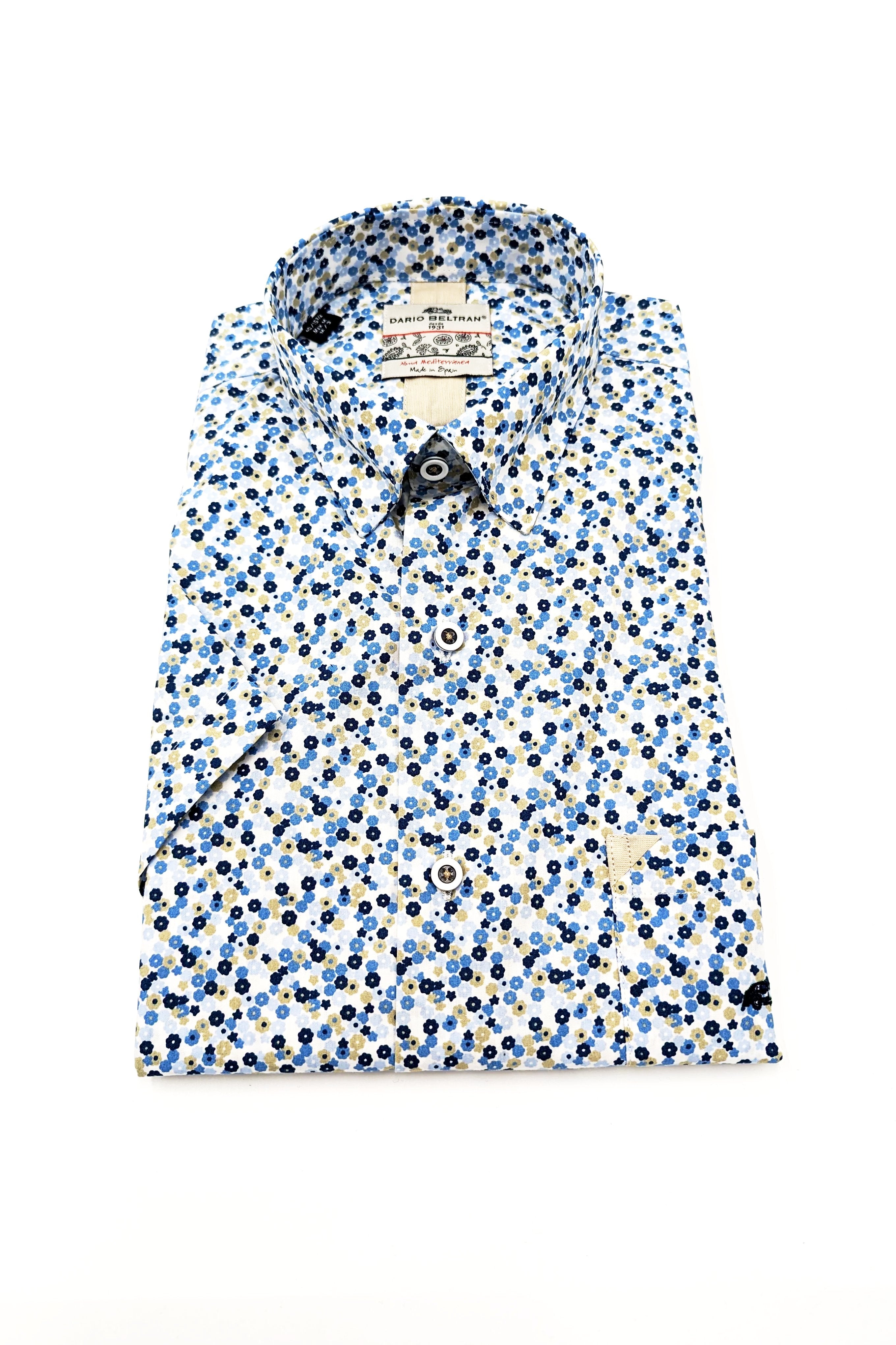 Alzaga Cream/Blue/Navy Flower Shirt