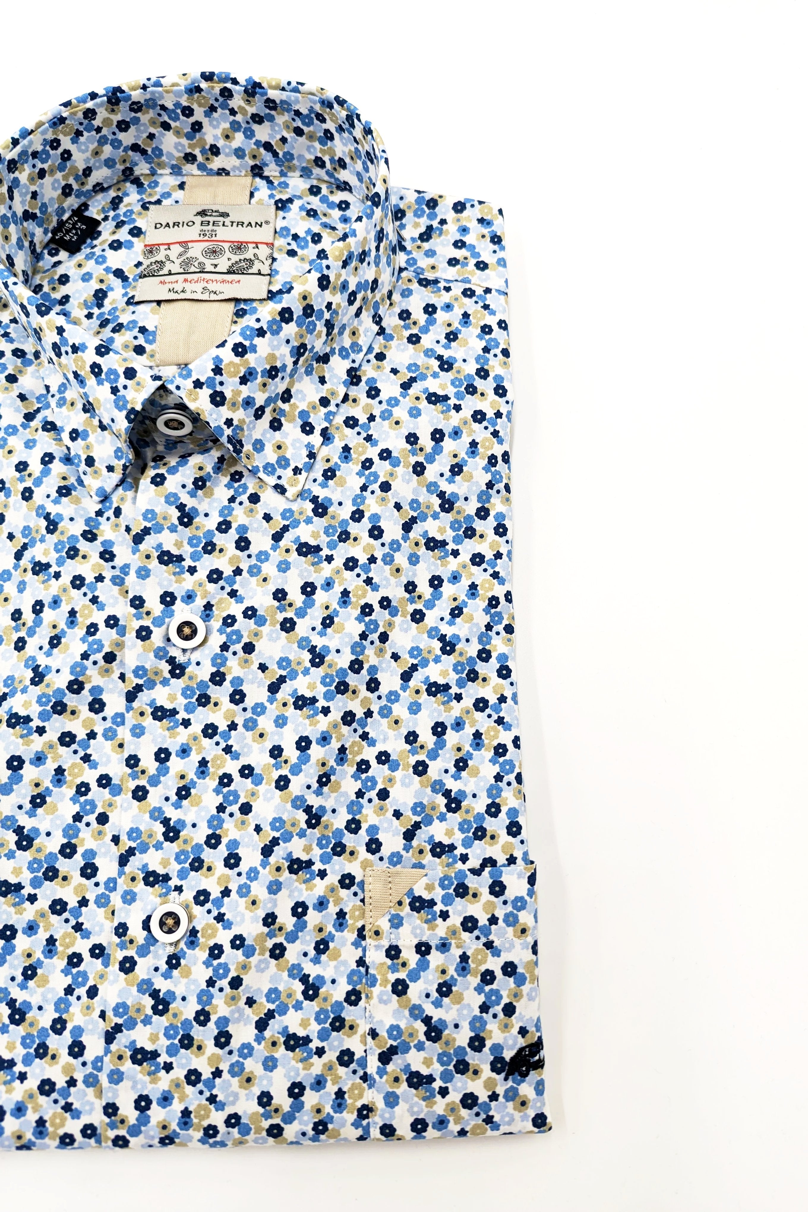 Alzaga Cream/Blue/Navy Flower Shirt-Detail view
