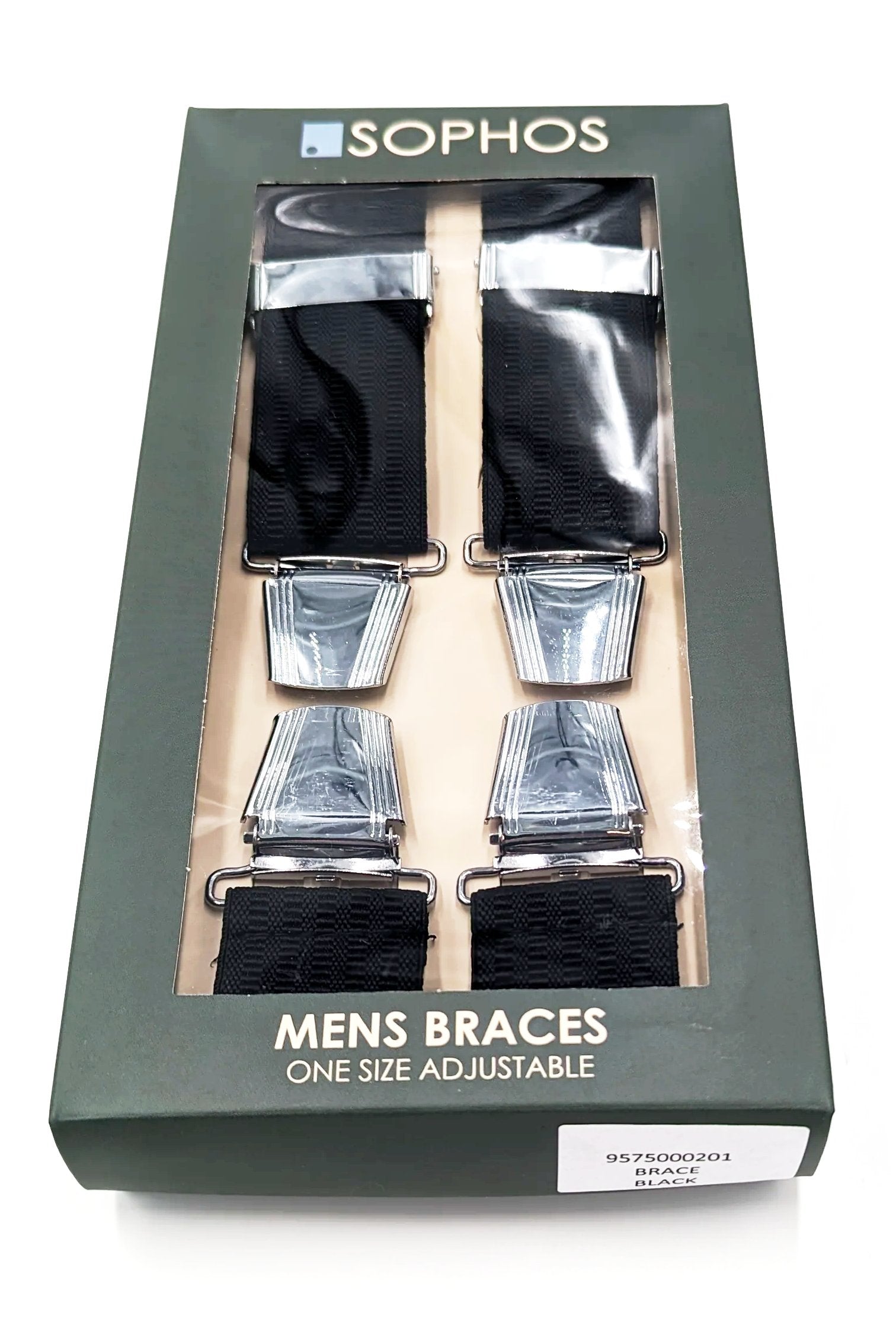 Sophos Wide Black Mens Braces/Suspenders-Gift box view