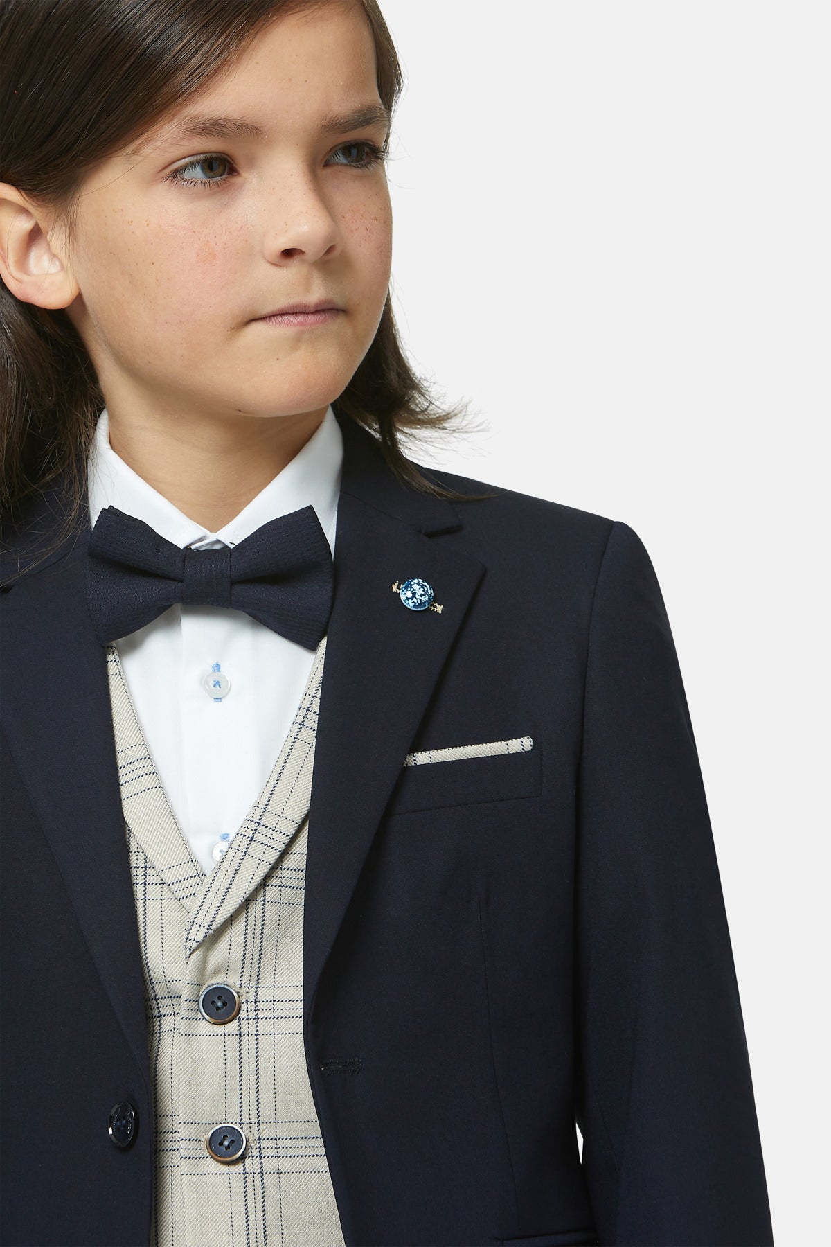 Boys Paris Navy 3 Piece Suit-Detail view