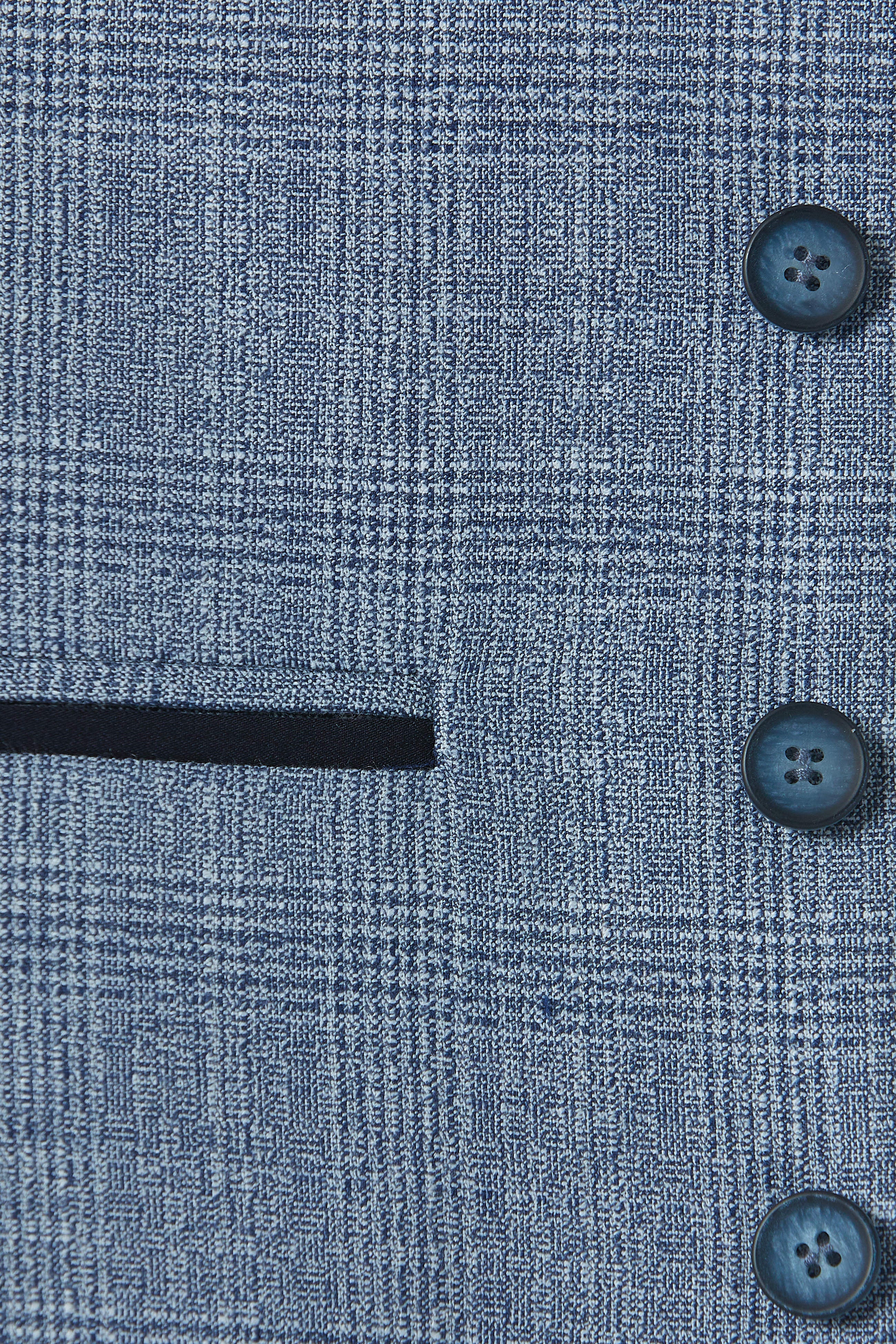 Philip Tapered Blue Waistcoat-Fabric view