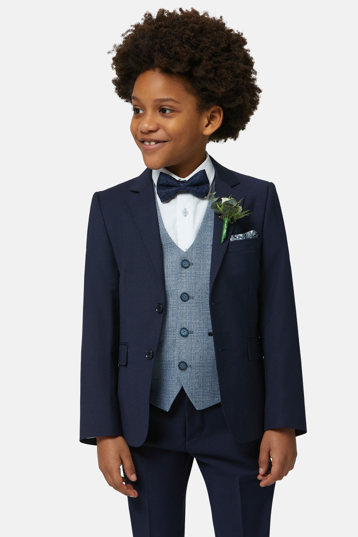 Benetti Boyswear Boys Philip Blue Check Waistcoat BLUE front view