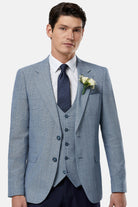 BENETTI Philip Tapered Blue Waistcoat Blue front view