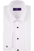 BENETTI Pleated Comfort Fit Tux Shirt WHITE front view