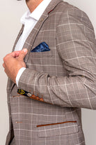 MARC DARCY Ray Tan Check Blazer Tan detail view