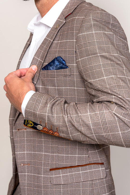 MARC DARCY Ray Tan Check Blazer Tan detail view