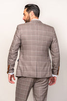 MARC DARCY Ray Tan Check Blazer Tan model front view