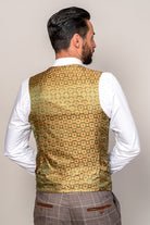 MARC DARCY Ray Tan Check Tapered Fit Waistcoat TAN model front view