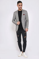 MARC DARCY Ross Blazer Grey Check GREY CHECK model front view