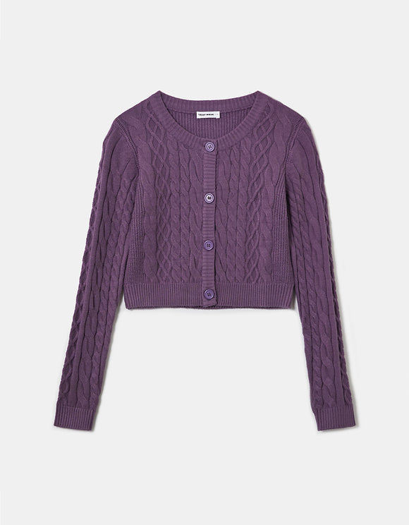 Purple Cable Knit Cardigan ghost view