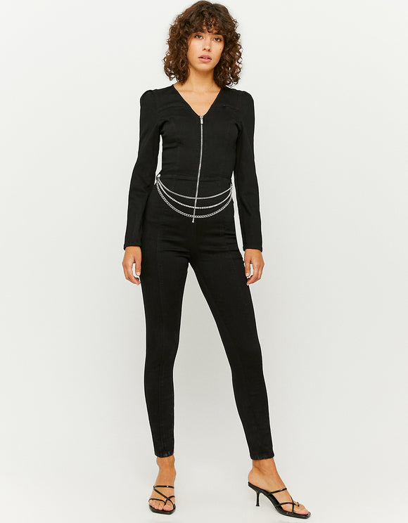 Black Jumpsuit with Chain Detail - Spirit Clothing