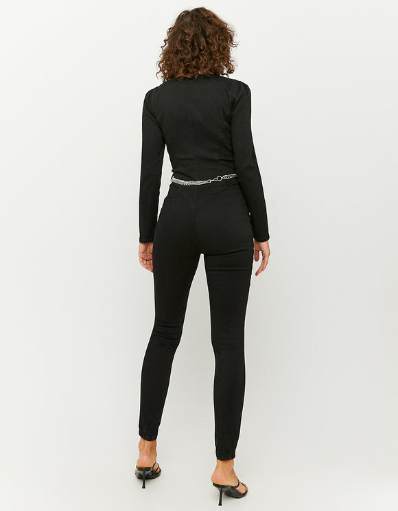 Black Jumpsuit with Chain Detail - Spirit Clothing