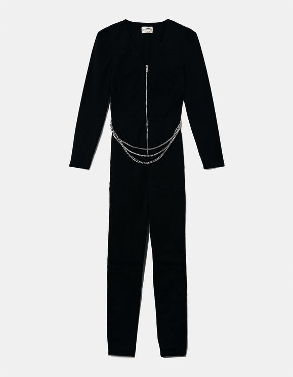 Black Jumpsuit with Chain Detail - Spirit Clothing