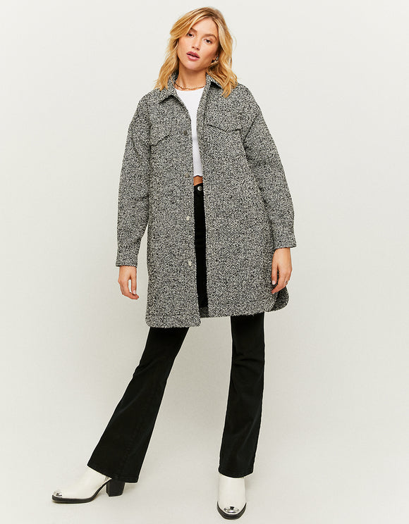 Ladies Lightweight Grey Coat-Model Front View