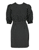 Tally Weijl Polka Dot Print Puff Sleeve Mini Dress BLACK BLUE side view