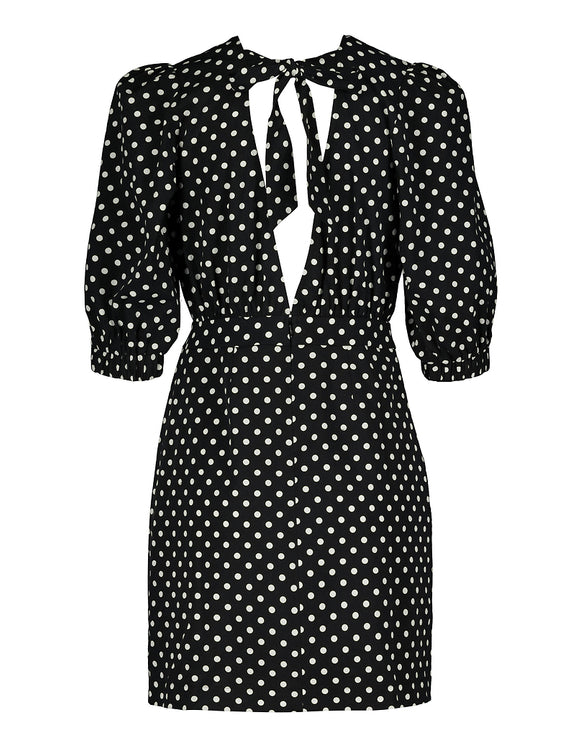 Polka Dot Print Puff Sleeve Dress - Spirit Clothing