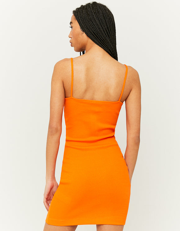 Ladies Mini Bodycon Dress/Orange-Model Back View