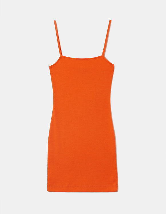 Ladies Mini Bodycon Dress/Orange-Ghost Front View