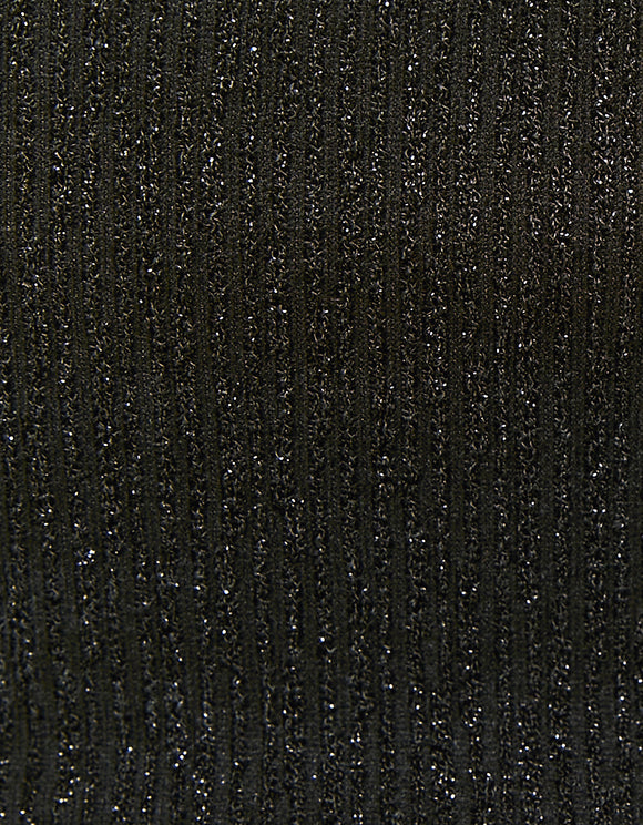 Ladies Black Short Lurex Dress-Close Up View