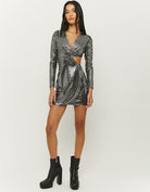 Tally Weijl Cut Out Sequined Mini Dress Grey back view