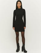 Tally Weijl Black Cut Out Ribbed Mini Dress Black model front view