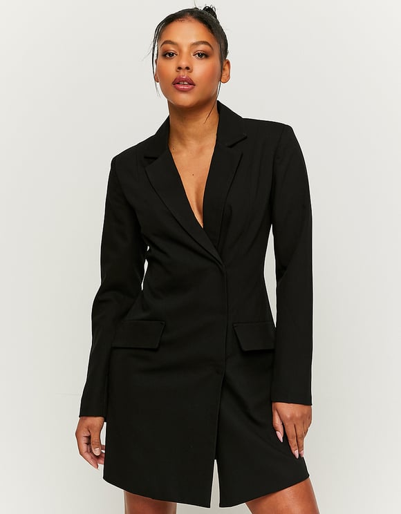 Ladies Mini Black Blazer Dress-Front View