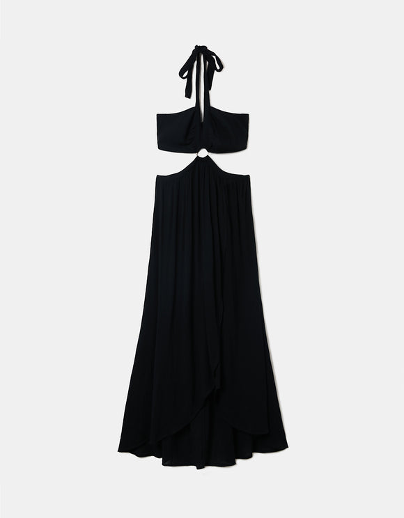 Ladies Cut Out Back Maxi Dress-Ghost Front View