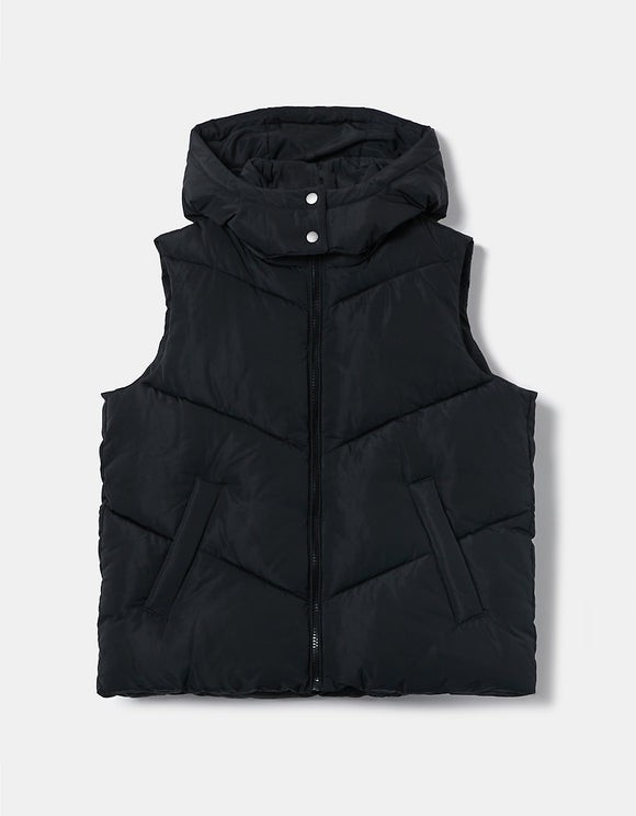 Black Hooded Puffer Vest