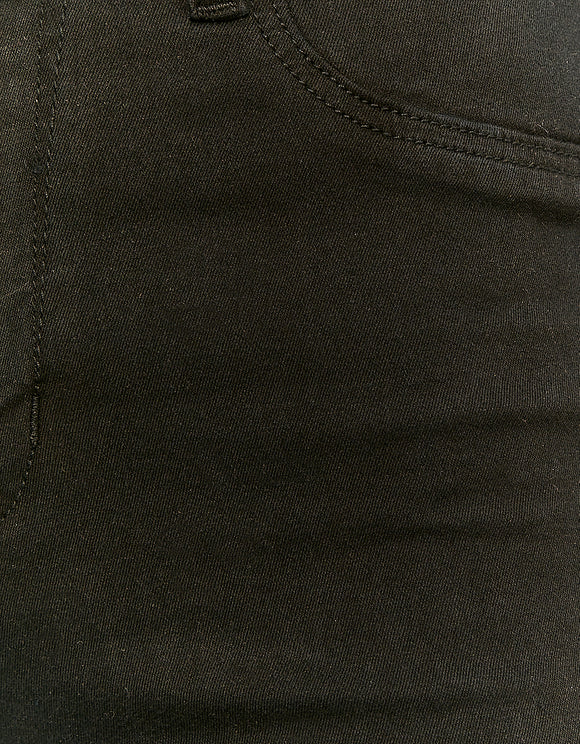 Ladies High Waist Black Skinny Trousers-Close Up View