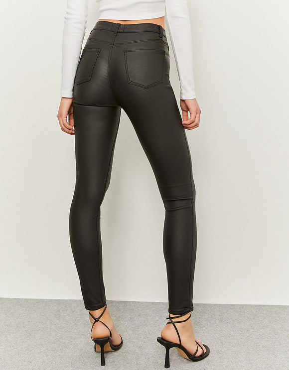 Tally Weijl Black Skinny Coated Trousers Black detail view