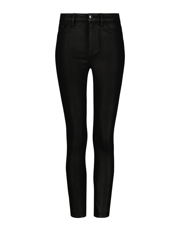Ladies Black High Waist Push Up Trousers-Ghost Front View