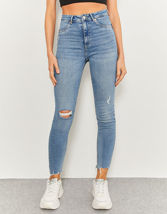 Ladies Denim High Waist Push Up Jeans/Front View