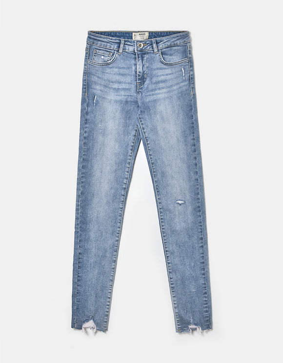 BLUE LOW WAIST SKINNY JEANS - Front View