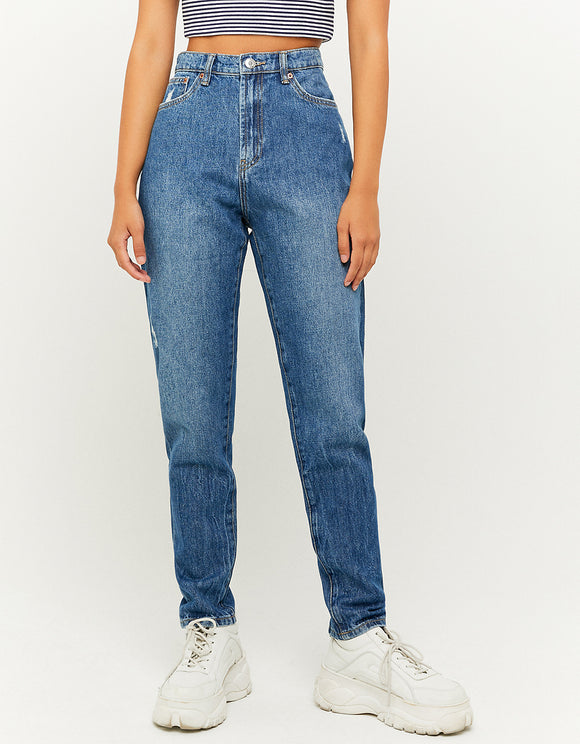 HIGH WAIST TAPERED JEANS - Model front View
