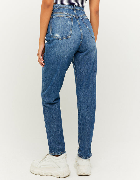 HIGH WAIST TAPERED JEANS - Model Rear View