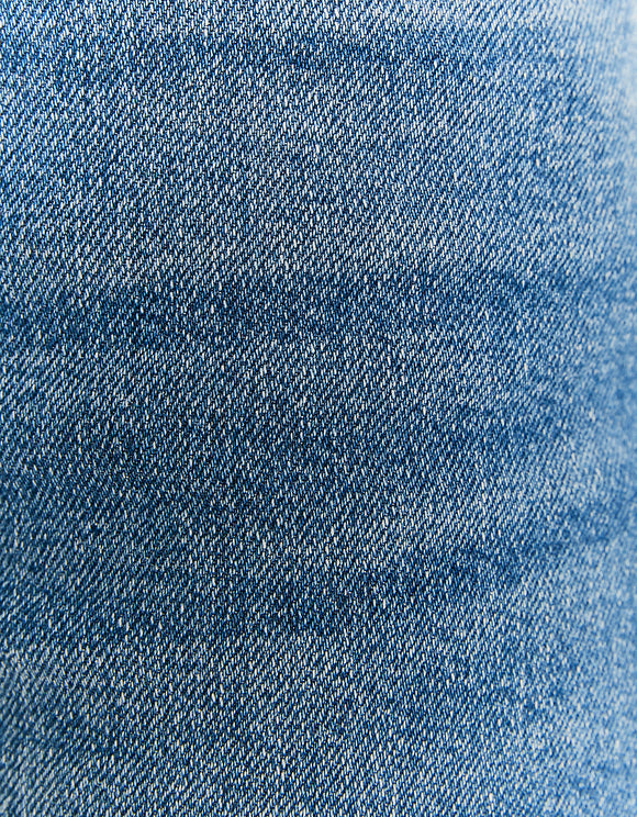 Ladies Wide Leg High Waist Blue Jeans-Close Up View