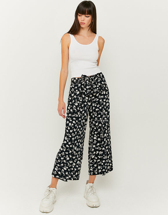 High Waist Wrap Printed Trousers - Model Full View