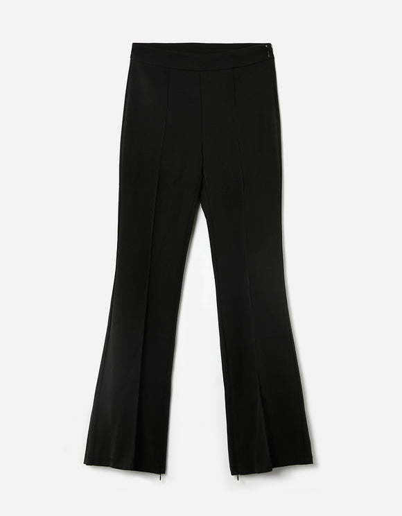 Black High Waist Flare Trousers - Full View