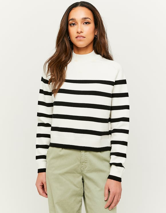 Ladies Striped Jumper-Front View