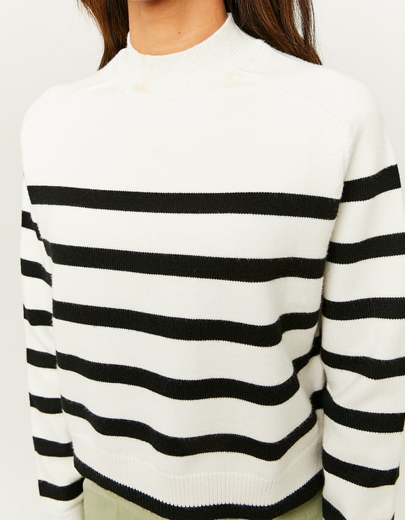 Ladies Striped Jumper-Close Up of Front View