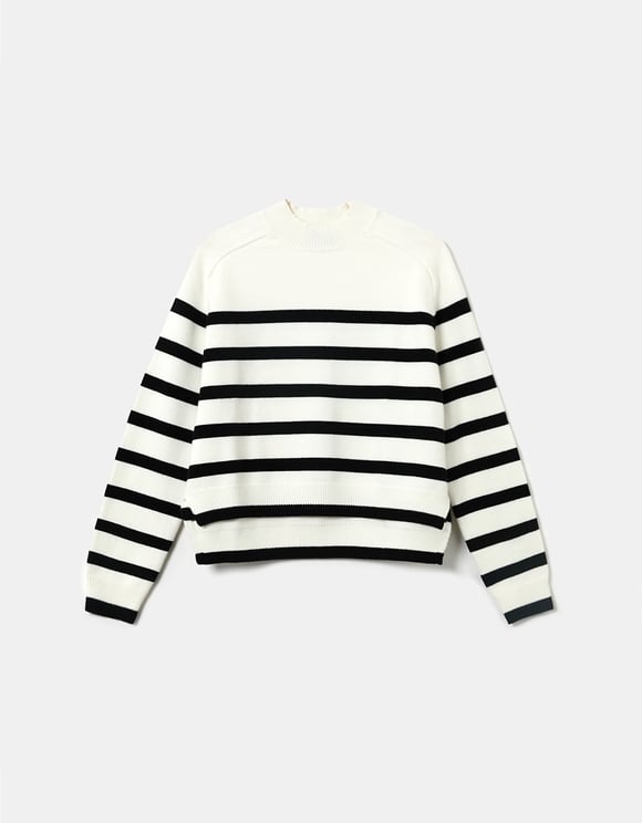Ladies Striped Jumper-Ghost Front View