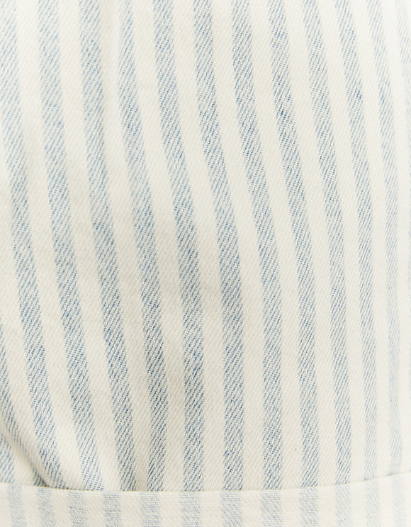 Blue High Waist Denim Shorts - Print Close Up View