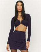 Tally Weijl Short Lurex Purple Skirt Purple model front view