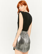 Tally Weijl Pleated Metallic Skirt GREY detail view